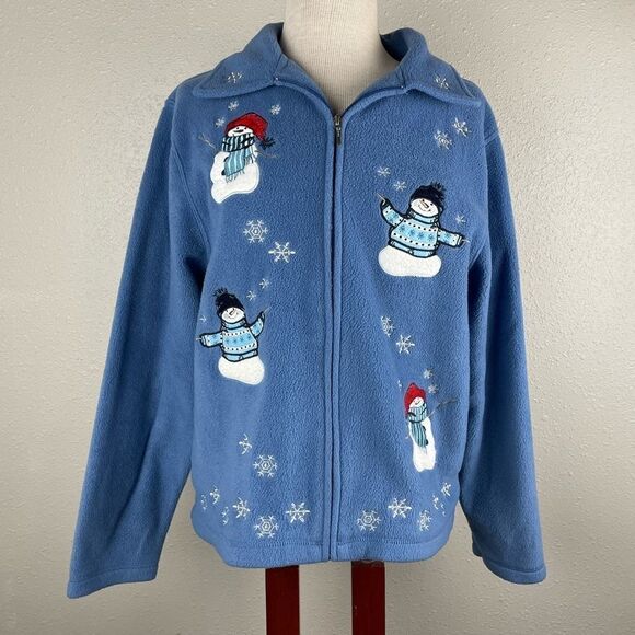Northcrest Snowman Full Zip Fleece Size M EUC - Picture 1 of 8